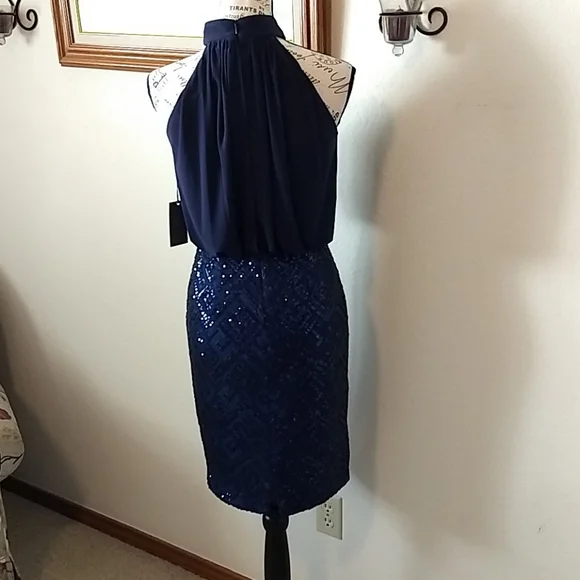 Vince Camuto Navy Blue Sequin Dress (Perfect cocktail attire) - Picture 4 of 13